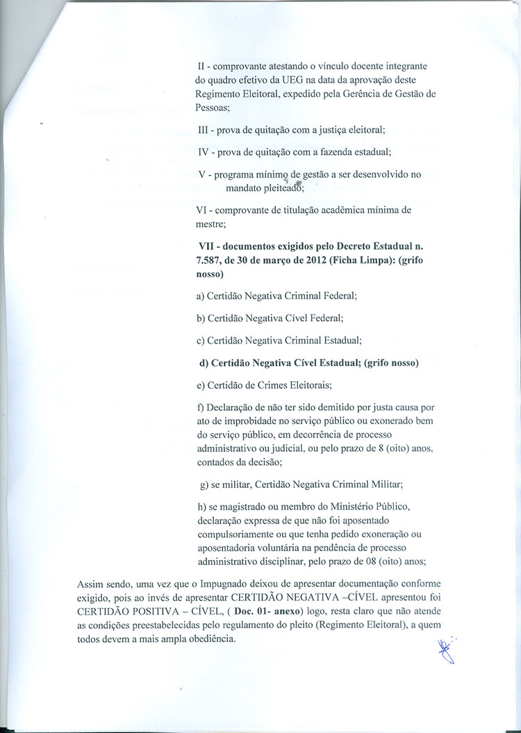 Lei da Ficha Limpa deve impedir reeleição do reitor da UEG Lei da Ficha Limpa deve impedir reeleição do reitor da UEG