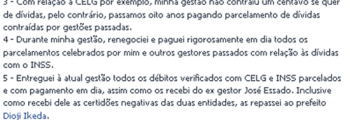 Ex-Prefeito contesta dados sobre dívida da Prefeitura de Inhumas