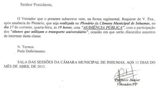 Audiência Pública vai discutir questões sobre transporte universitário de Inhumas Audiência Pública vai discutir questões sobre transporte universitário de Inhumas