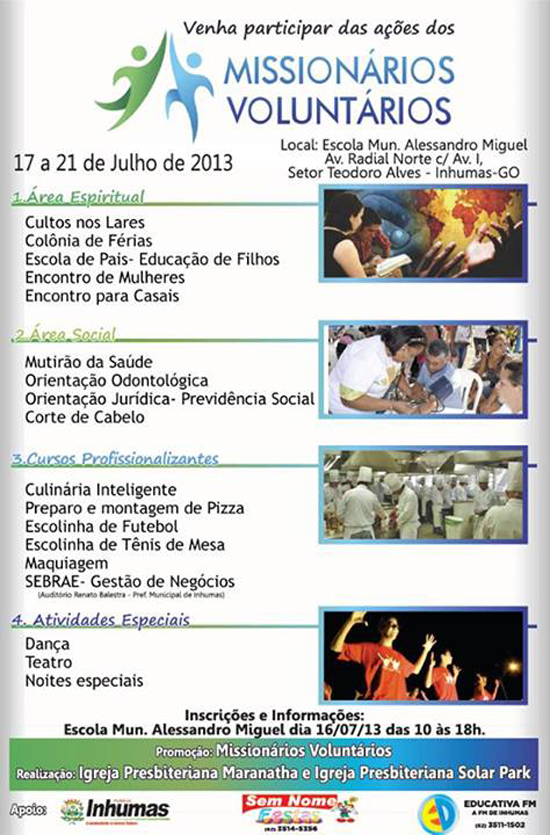 Ações do Missionários Voluntários Ações do Missionários Voluntários