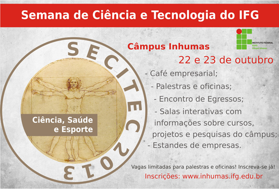 II Semana de Ciência e Tecnologia do IFG - Câmpus Inhumas II Semana de Ciência e Tecnologia do IFG - Câmpus Inhumas