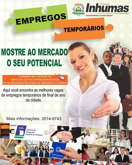 Emprega Inhumas oferta vagas de empregos temporários Emprega Inhumas oferta vagas de empregos temporários