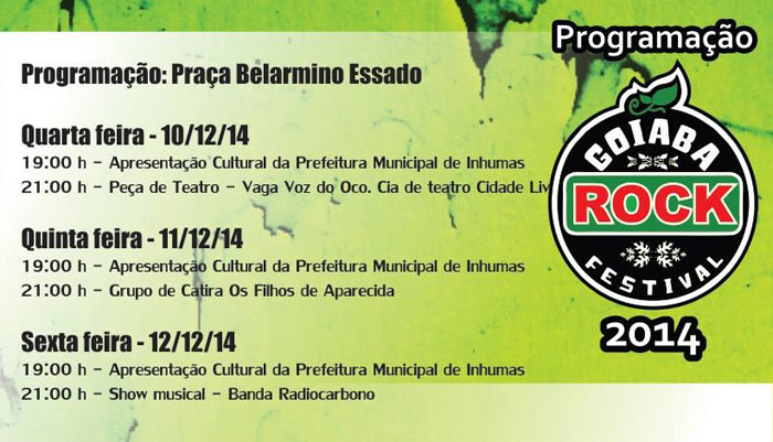 Programação do Goiaba Rock 2014 Programação do Goiaba Rock 2014