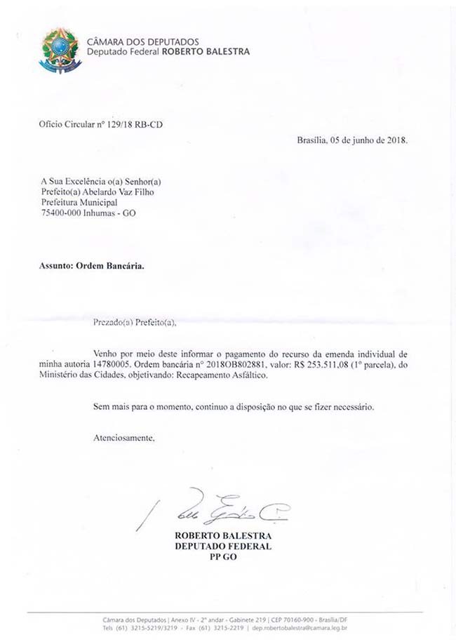 Inhumas recebe verba para recapeamento asfáltico Inhumas recebe verba para recapeamento asfáltico