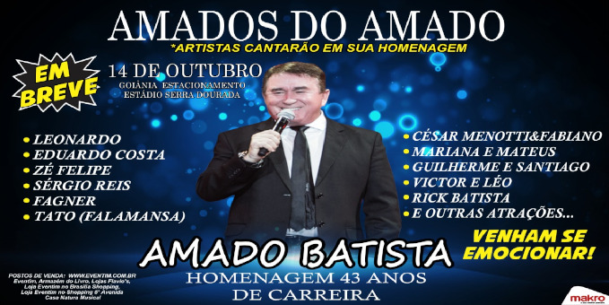 Artistas consagrados cantarão músicas do cantor Amado Batista Artistas consagrados cantarão músicas do cantor Amado Batista