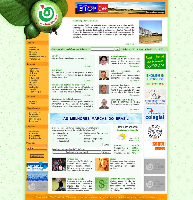 Versão do site TUDOIN em 2005
